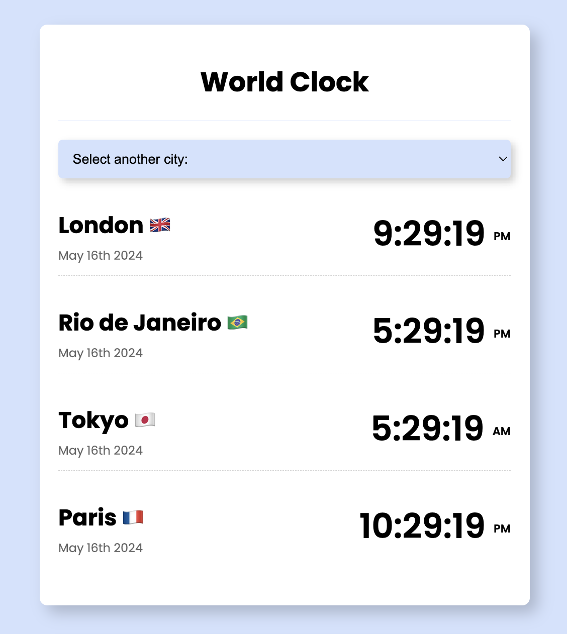 World clock project preview